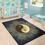 Gold Yin Yang Mandala Print Area Rug