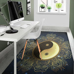 Gold Yin Yang Mandala Print Area Rug