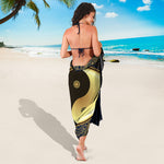 Gold Yin Yang Mandala Print Beach Sarong Wrap