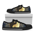 Gold Yin Yang Mandala Print Black Low Top Sneakers