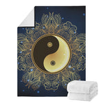 Gold Yin Yang Mandala Print Blanket