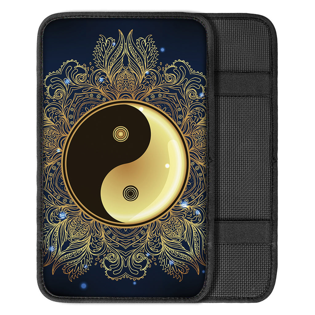 Gold Yin Yang Mandala Print Car Center Console Cover