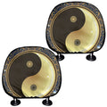 Gold Yin Yang Mandala Print Car Headrest Covers