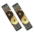 Gold Yin Yang Mandala Print Car Seat Belt Covers