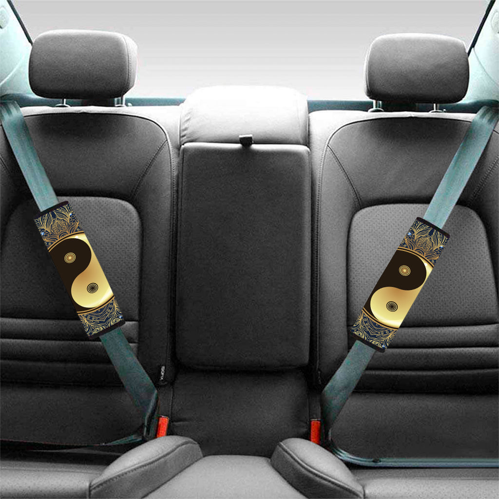Gold Yin Yang Mandala Print Car Seat Belt Covers