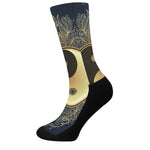 Gold Yin Yang Mandala Print Crew Socks