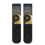 Gold Yin Yang Mandala Print Crew Socks