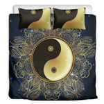 Gold Yin Yang Mandala Print Duvet Cover Bedding Set