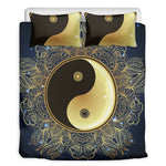 Gold Yin Yang Mandala Print Duvet Cover Bedding Set