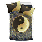 Gold Yin Yang Mandala Print Duvet Cover Bedding Set