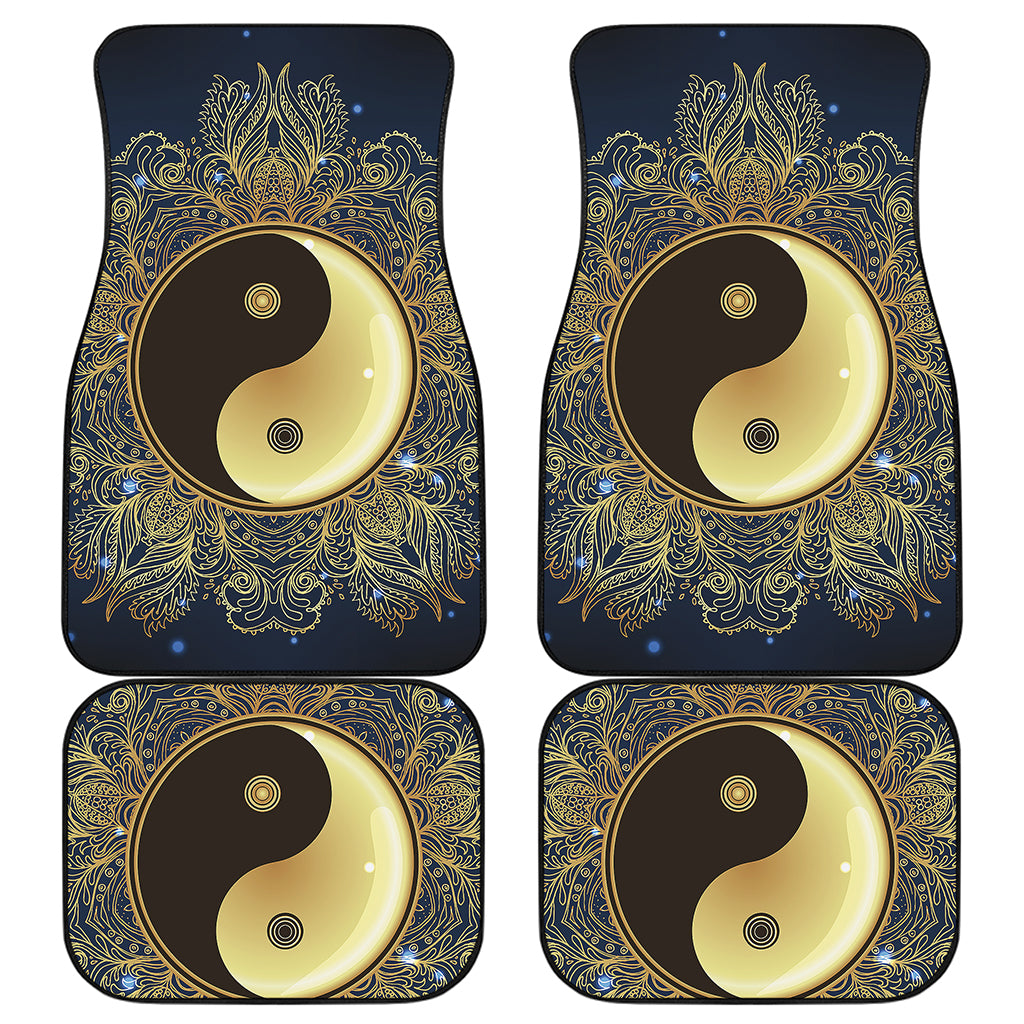 Gold Yin Yang Mandala Print Front and Back Car Floor Mats
