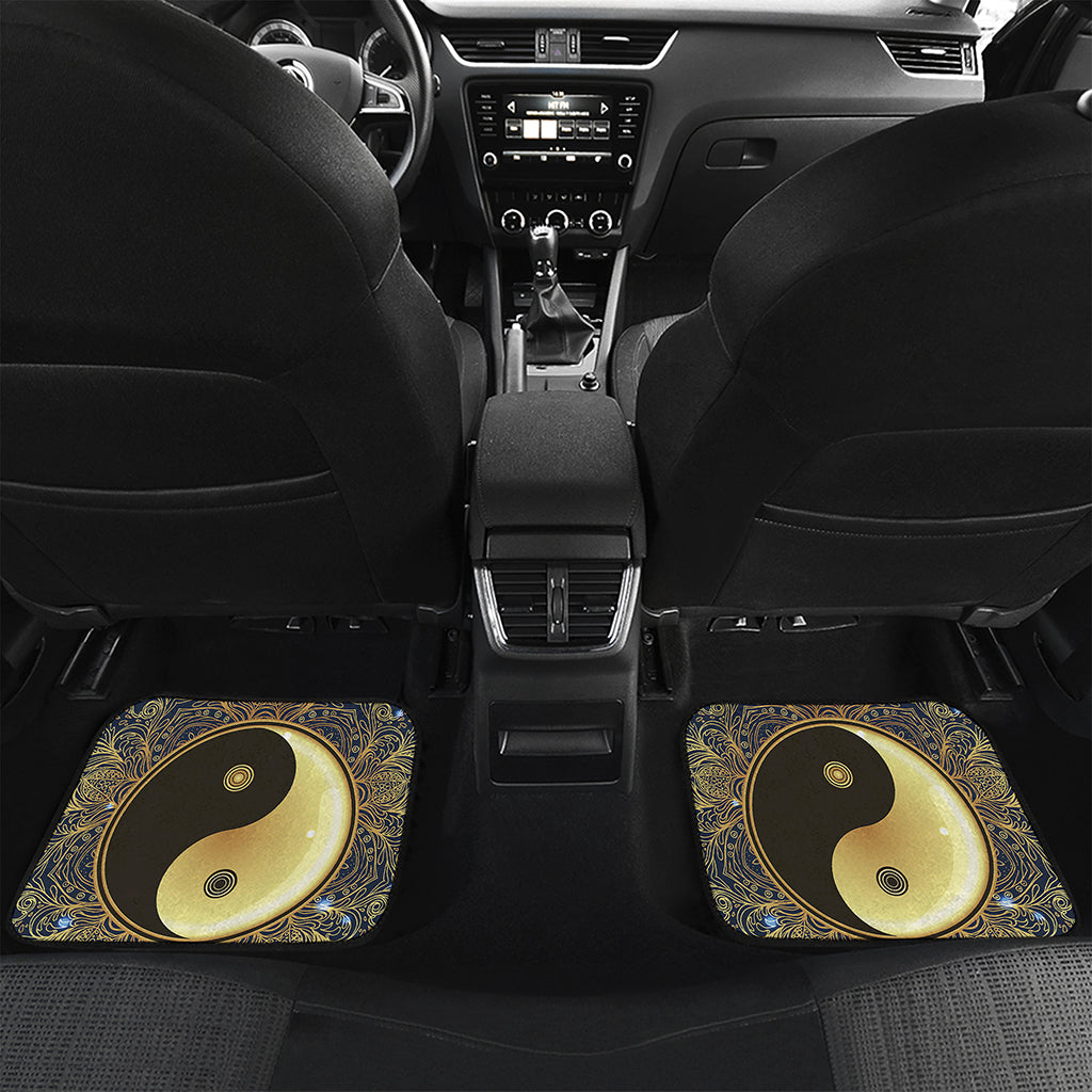 Gold Yin Yang Mandala Print Front and Back Car Floor Mats