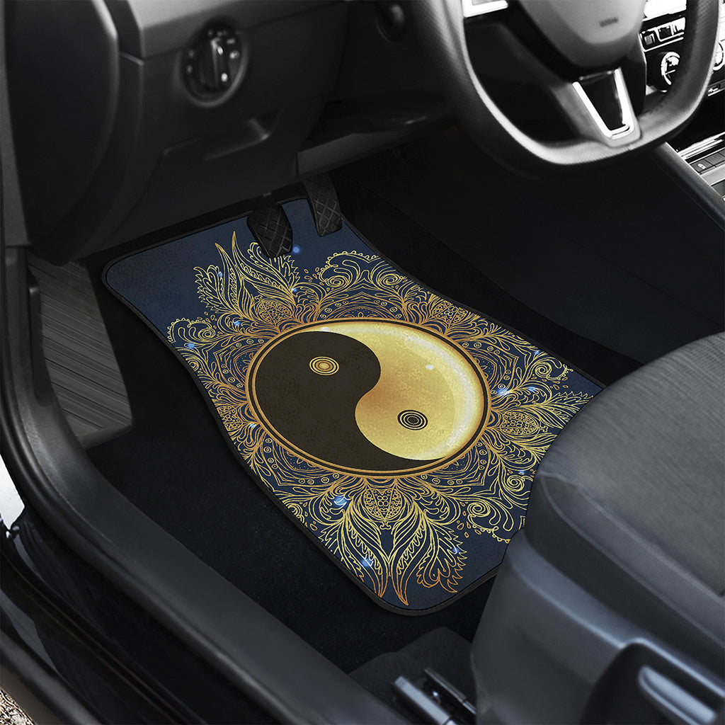 Gold Yin Yang Mandala Print Front and Back Car Floor Mats