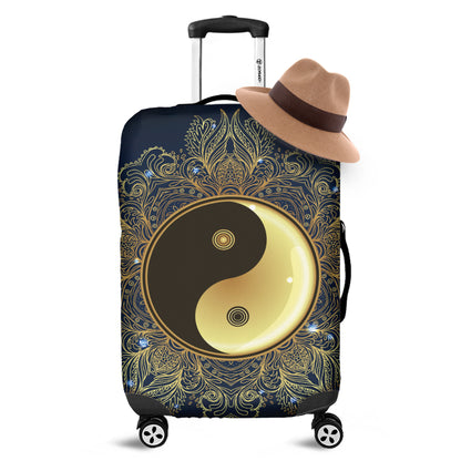 Gold Yin Yang Mandala Print Luggage Cover