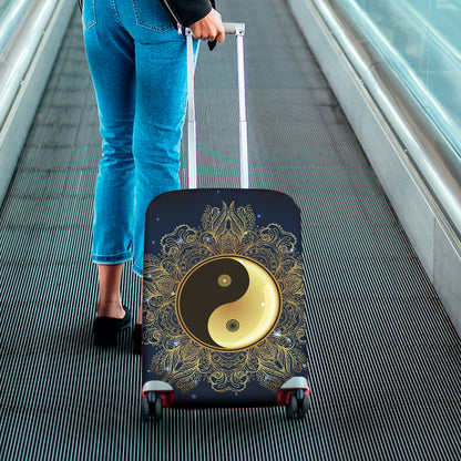 Gold Yin Yang Mandala Print Luggage Cover