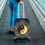 Gold Yin Yang Mandala Print Luggage Cover