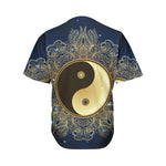 Gold Yin Yang Mandala Print Men's Baseball Jersey
