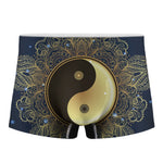 Gold Yin Yang Mandala Print Men's Boxer Briefs