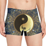 Gold Yin Yang Mandala Print Men's Boxer Briefs