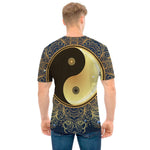 Gold Yin Yang Mandala Print Men's T-Shirt