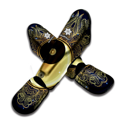 Gold Yin Yang Mandala Print Muay Thai Shin Guard