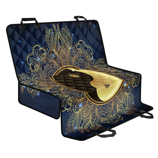 Gold Yin Yang Mandala Print Pet Car Back Seat Cover