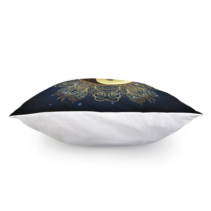 Gold Yin Yang Mandala Print Pillow Cover