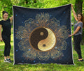Gold Yin Yang Mandala Print Quilt