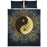 Gold Yin Yang Mandala Print Quilt Bed Set