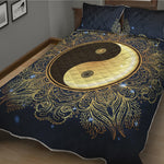Gold Yin Yang Mandala Print Quilt Bed Set