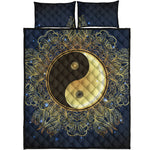 Gold Yin Yang Mandala Print Quilt Bed Set