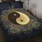 Gold Yin Yang Mandala Print Quilt Bed Set