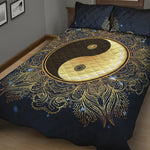 Gold Yin Yang Mandala Print Quilt Bed Set