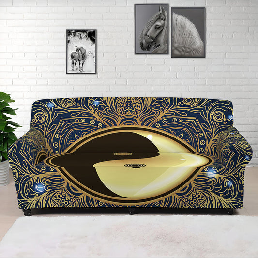 Gold Yin Yang Mandala Print Sofa Cover