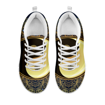 Gold Yin Yang Mandala Print White Sneakers