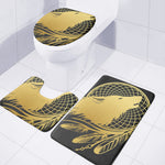 Golden Bohemian Howling Wolf Print 3 Piece Bath Mat Set
