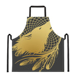 Golden Bohemian Howling Wolf Print Apron