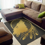 Golden Bohemian Howling Wolf Print Area Rug
