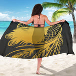 Golden Bohemian Howling Wolf Print Beach Sarong Wrap