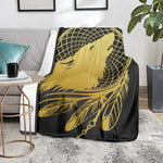 Golden Bohemian Howling Wolf Print Blanket