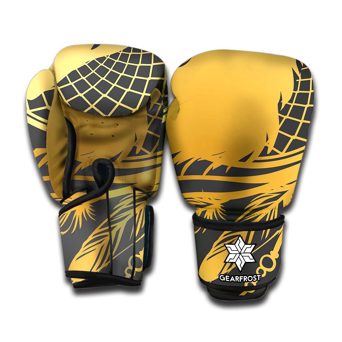 Golden Bohemian Howling Wolf Print Boxing Gloves