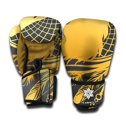 Golden Bohemian Howling Wolf Print Boxing Gloves
