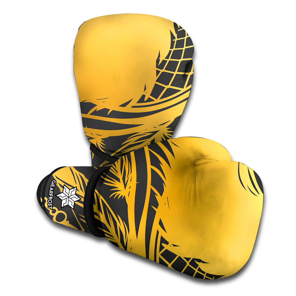 Golden Bohemian Howling Wolf Print Boxing Gloves