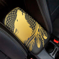 Golden Bohemian Howling Wolf Print Car Center Console Cover