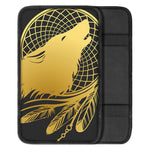 Golden Bohemian Howling Wolf Print Car Center Console Cover