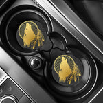 Golden Bohemian Howling Wolf Print Car Coasters