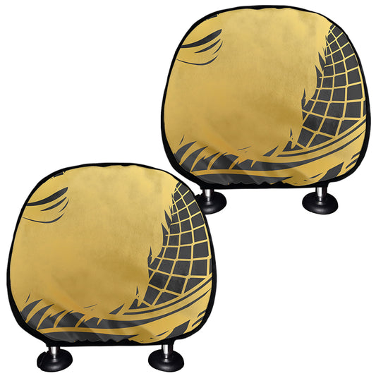Golden Bohemian Howling Wolf Print Car Headrest Covers