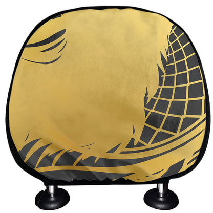 Golden Bohemian Howling Wolf Print Car Headrest Covers