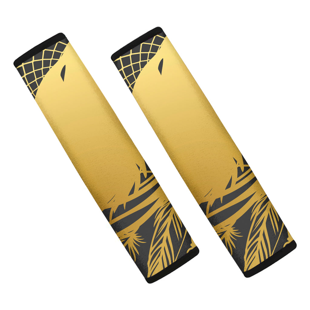 Golden Bohemian Howling Wolf Print Car Seat Belt Covers
