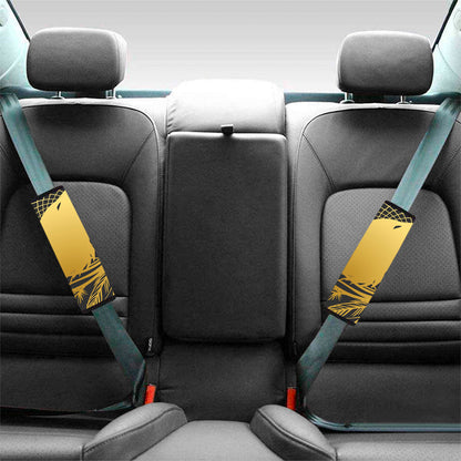 Golden Bohemian Howling Wolf Print Car Seat Belt Covers